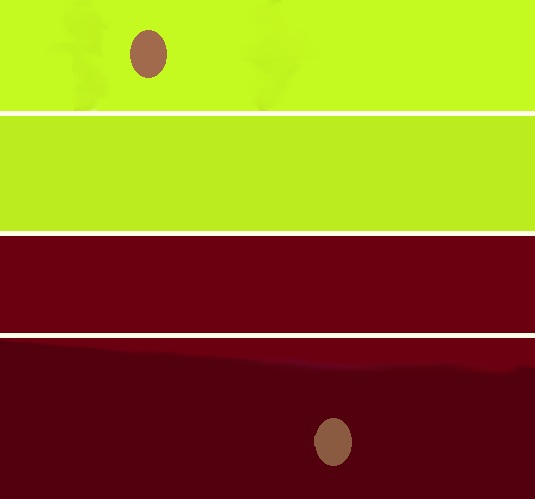 brown eggs displayed with different coloured surrouunds making the brown appear differently
