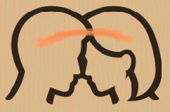 two heads touching with minds connected