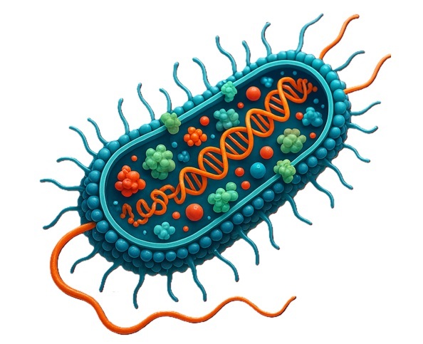 A close up diagram of intricate bacterium