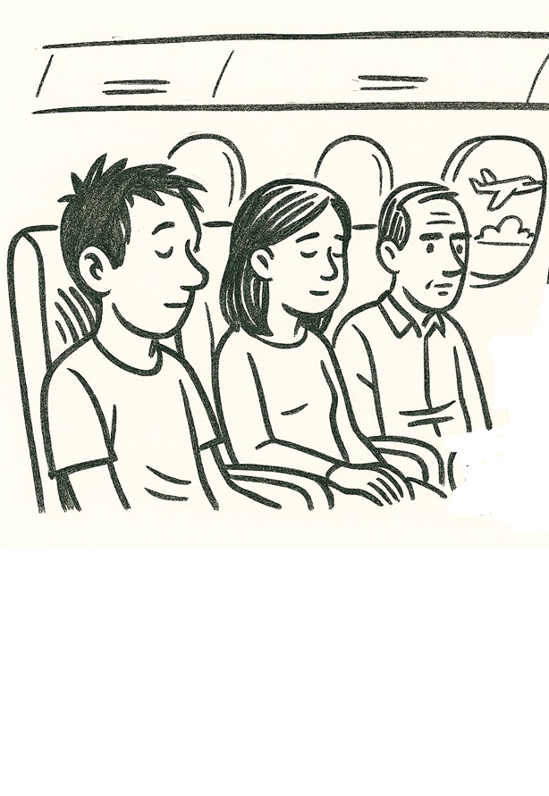 Passeneger being carried in an aeroplane