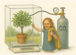 Science experiment with tree and carbon dioxide