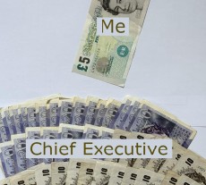 Cash fanned out. Five pounds for me, much more for the CEO