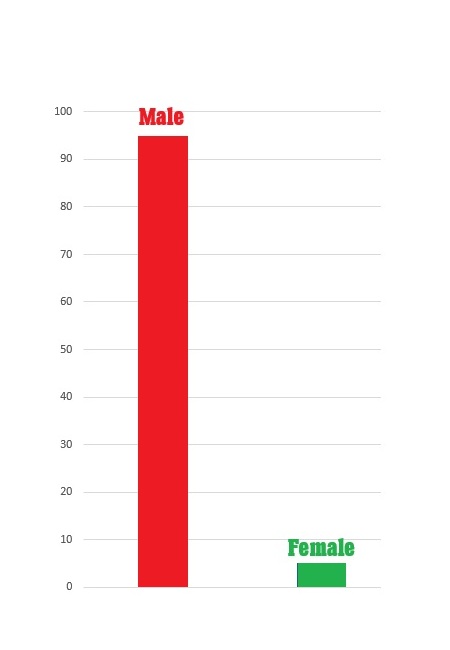 More accurate bar graph men's tally and women's tally