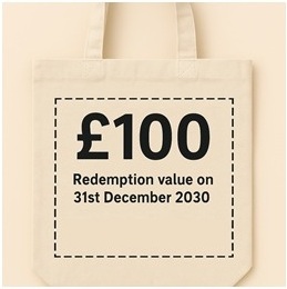 A cream tote bag with £100 label