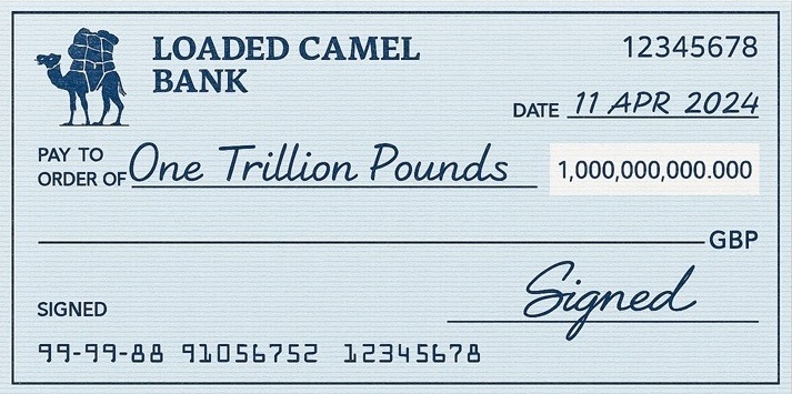 camel bank 1 trillion pound cheque